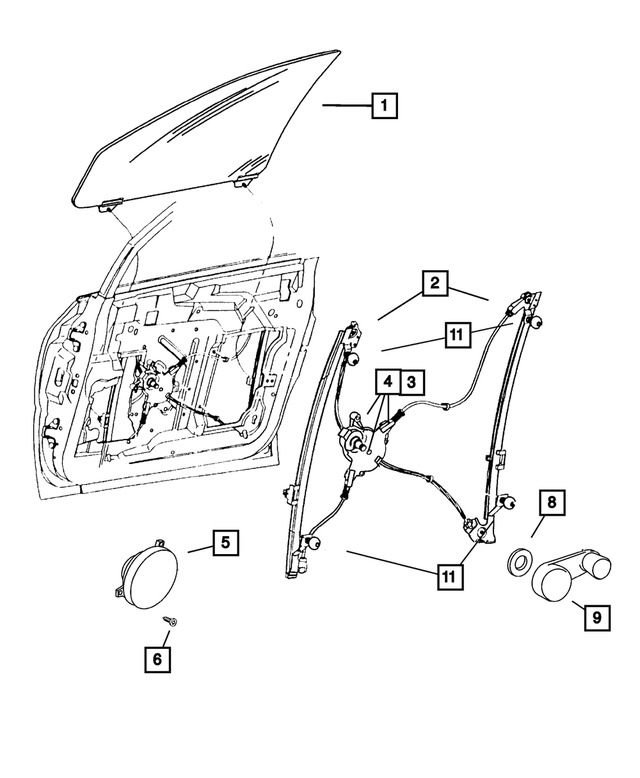 5135251AA - Doors and Related Parts: Front Door Window Regulator, Left for Mopar Image