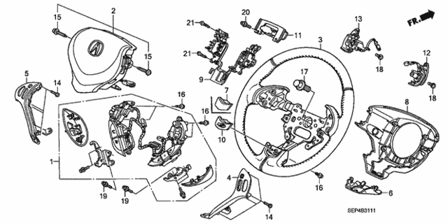 Steering Wheel (SRS) ('07) for 2007 Acura TL #0