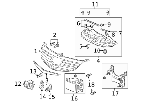Grille & Components for 2006 Acura RL #1