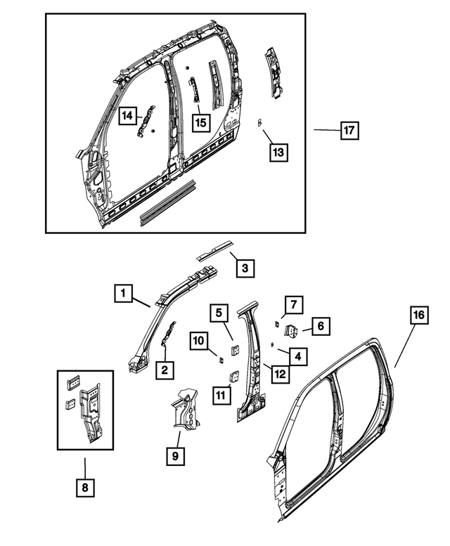 55372807AB - Body Sheet Metal Except Doors: Grab Handle Bracket, Right for Mopar Image