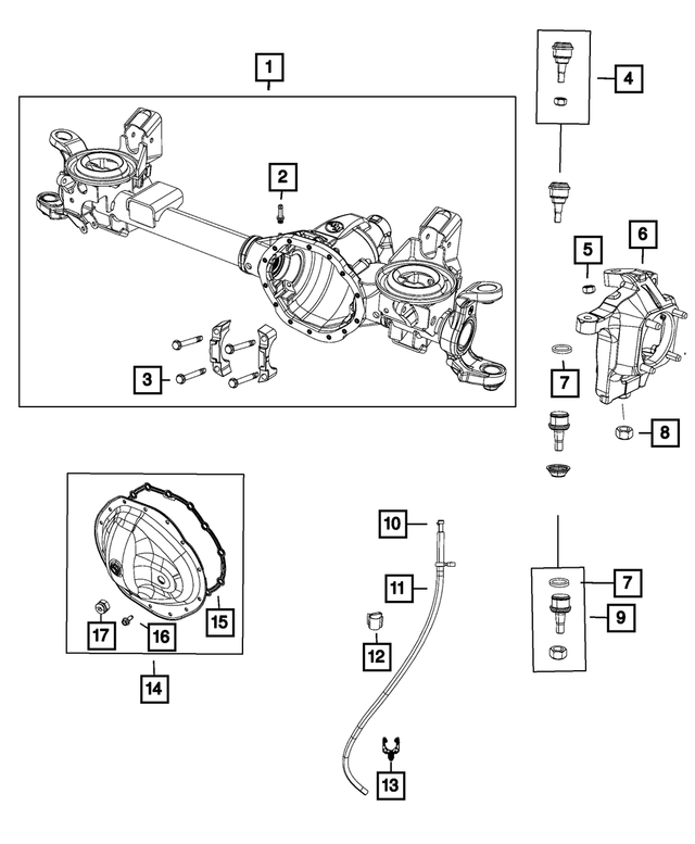 « 68065464AB – Front Axle; American Axle 235 MM Single Rear Wheel; Differential and Drive Line : Essieu Carter pour Mopar Image »