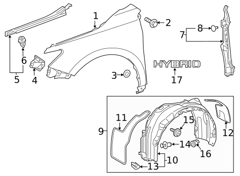 Fender & Components for 2016 Toyota Camry #1