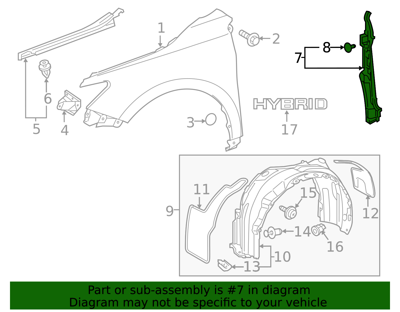 2015-2017 Toyota Camry Fender Seal 53883-06140 | Toyota Parts Center
