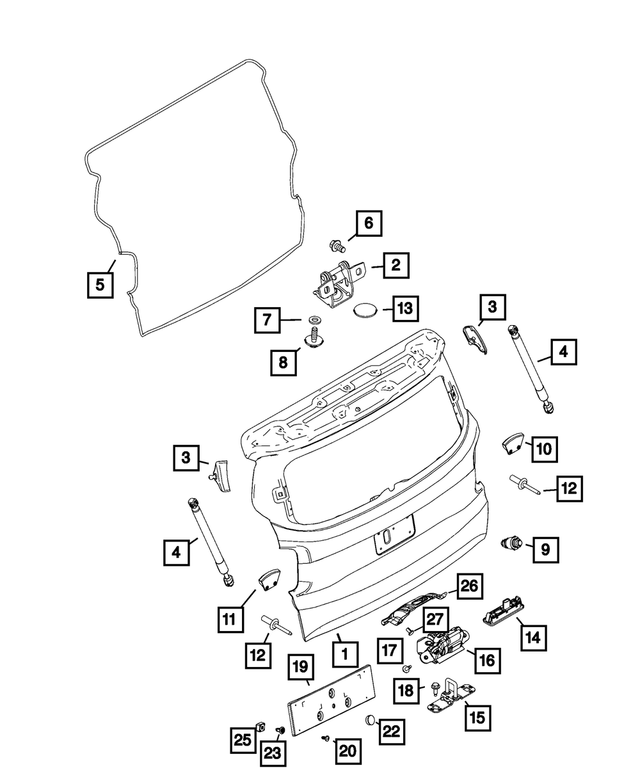 68279716AA - Doors, Door Mirrors and Related Parts: Liftgate Hinge for Dodge: Hornet | Fiat: 500L, 500X | Jeep: Compass, Renegade Image