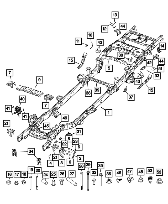 68724130AA - Frame, Bumper and Fascia: Chassis Frame Assembly for Mopar Image image
