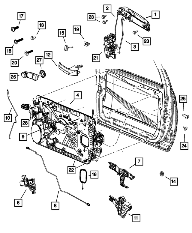 1UJ81GTWAI - Doors, Door Mirrors and Related Parts: Exterior Door Handle, Left for Mopar Image image