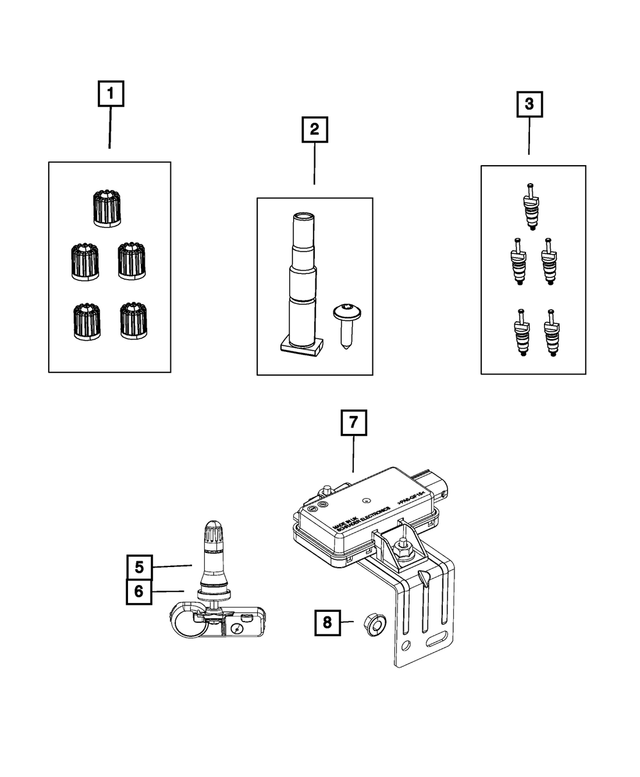 68494962AA - Wheels: Valve Stem Cap Kit, Spare for Mopar Image