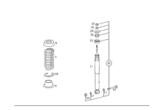 2023241904 - Springs and Suspension: Rear Spring for Mercedes-Benz: 180C, C220, C230, C280, C32 AMG, C320, C350, C55 AMG, CLK430, E430 Image image