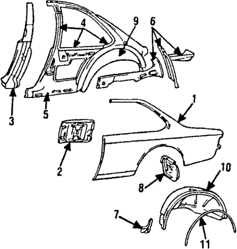 Quarter Panel for 1988 BMW 635CSi #0