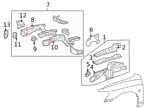 Structural Components & Rails for 2001 Toyota Avalon #0