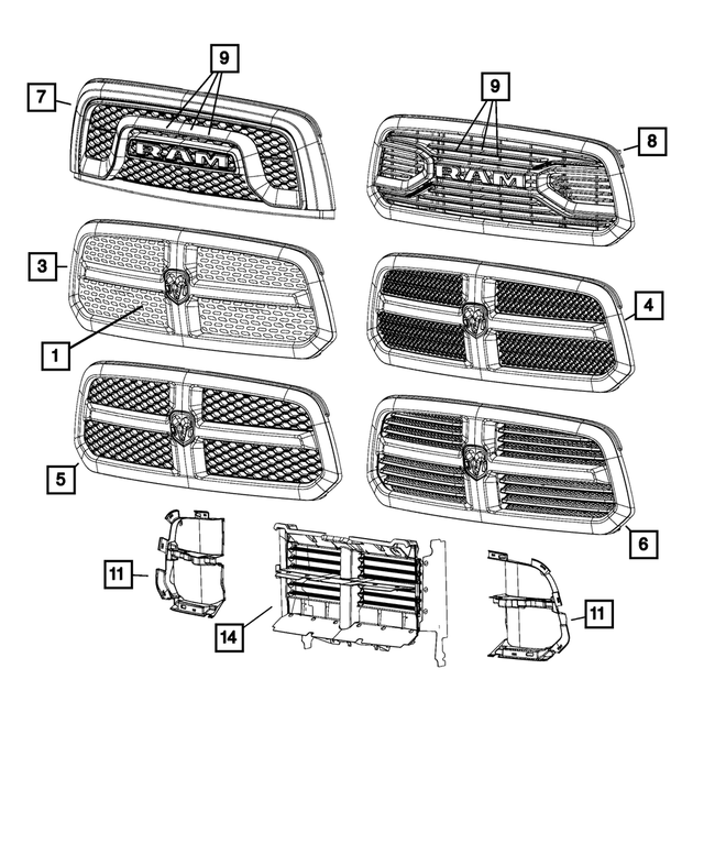 68768018AA - Exterior Ornamentation: Radiator Grille for Mopar Image