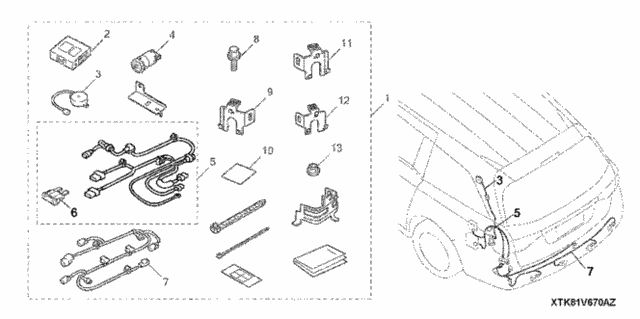 Back-UP Sensor Attachment (Non-Smart Start) for 2015 Honda Odyssey #0