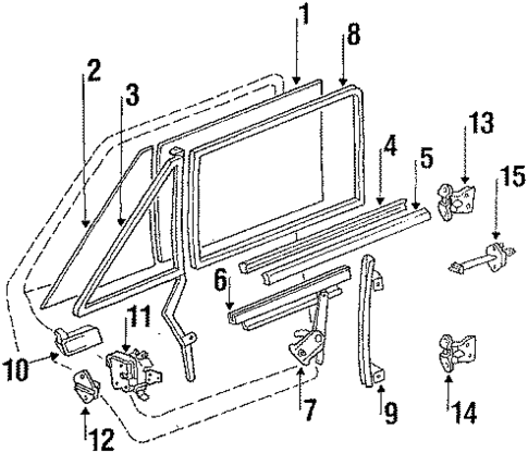 Glass - Rear Door for 1988 Isuzu I-Mark #0