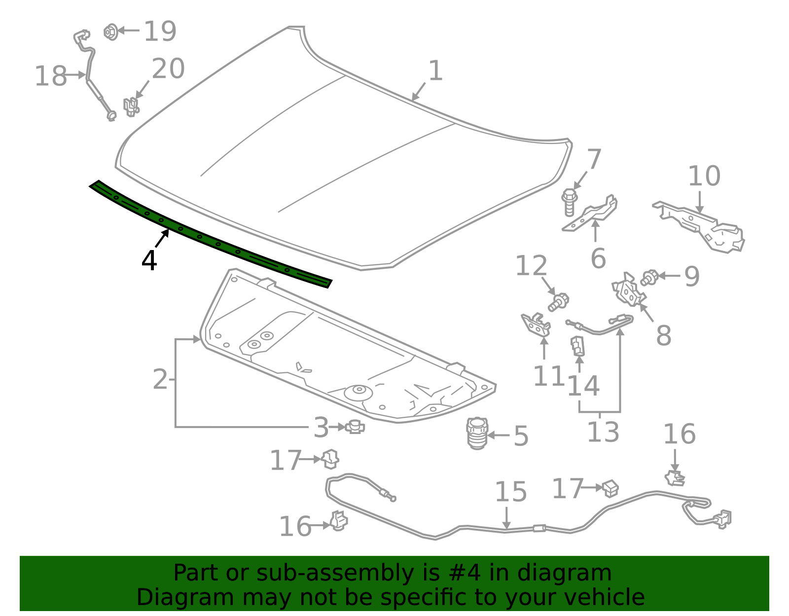 2018-2022 Honda Accord Front Weather-Strip 74142-TVA-A11 | Honda