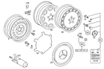 1244001225 - : Hub Cap for Mercedes-Benz: 200, 200D, 260E, 300CE, 300D, 300E, 300SE, 300SEL, 300TD, 300TE, 560SEL Image