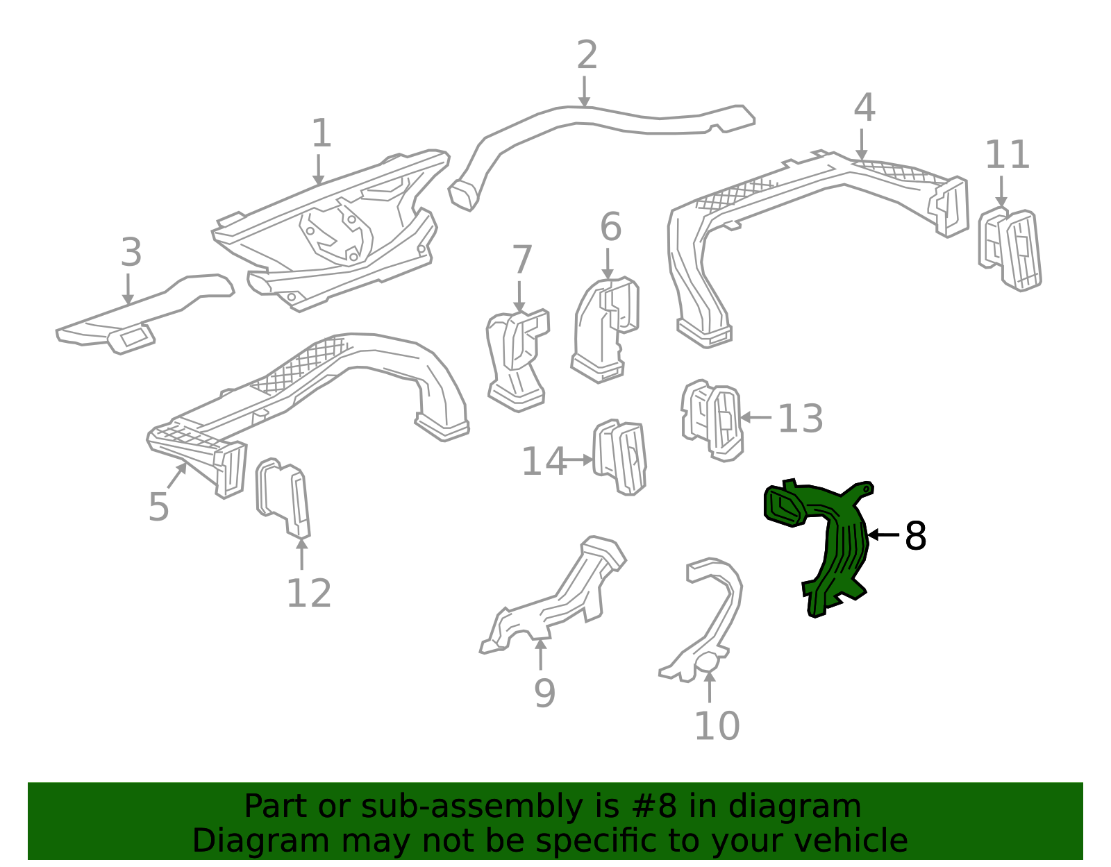 Passenger Side Floor Front Air Outlet Duct 23391614 GM | GMPartsDirect.com