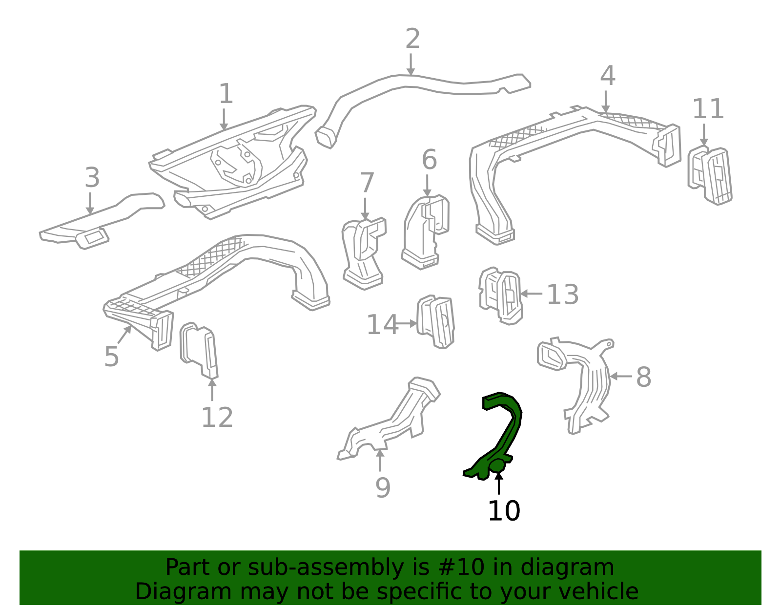 23391625 - 2019-2024 GM - Front Floor Console Auxiliary Cooling Duct ...