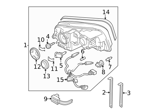 Headlamp Components for 2003 Volvo XC90 #1