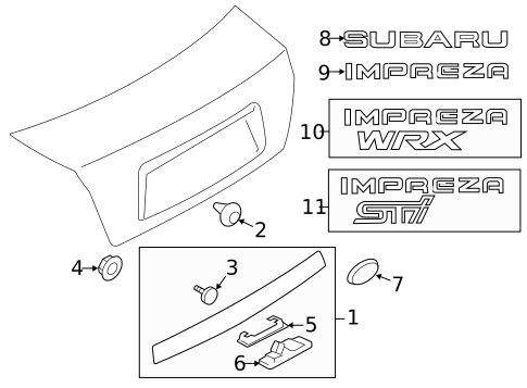 Exterior Trim - Trunk for 2011 Subaru Impreza #0