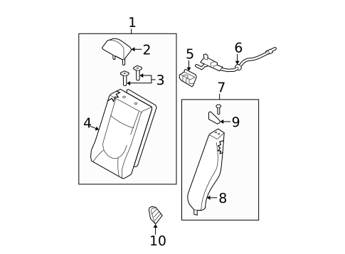 Rear Seat Components for 2009 Kia Spectra #1