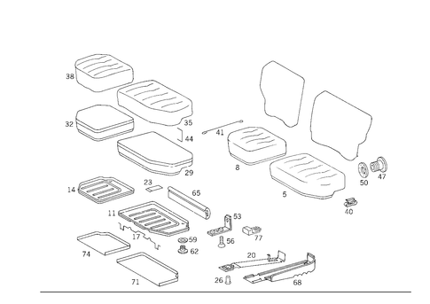 Rear Seat Cushion, Rear Backrest, Headrest for 1988 Mercedes-Benz 300TE #2