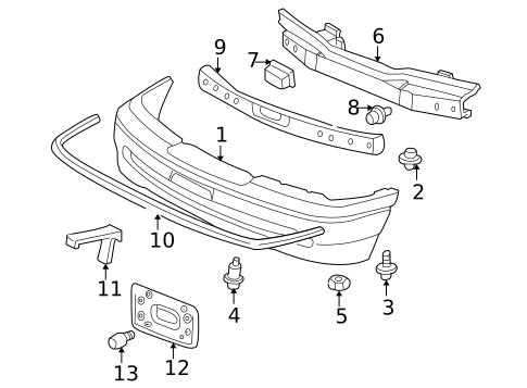 Bumper & Components - Front for 1996 Acura RL #0
