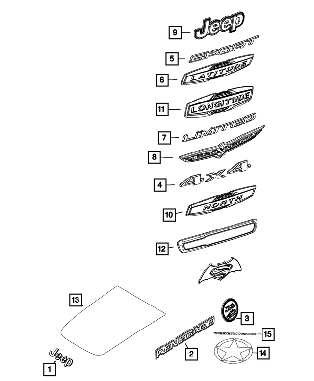 68477414AA - Exterior Ornamentation: Nameplate for Jeep: Renegade Image