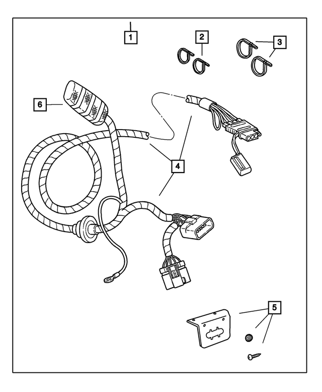 82207290AB - Mopar Accessories - Component Parts: Trailer Tow Wiring Package for Jeep: Liberty Image