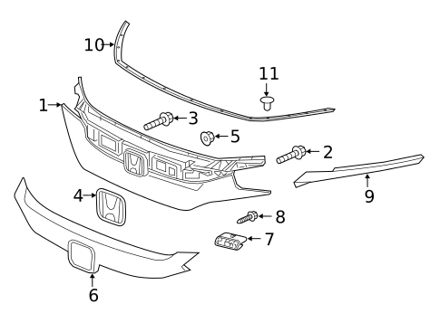 Grille & Components for 2017 Honda Civic #0