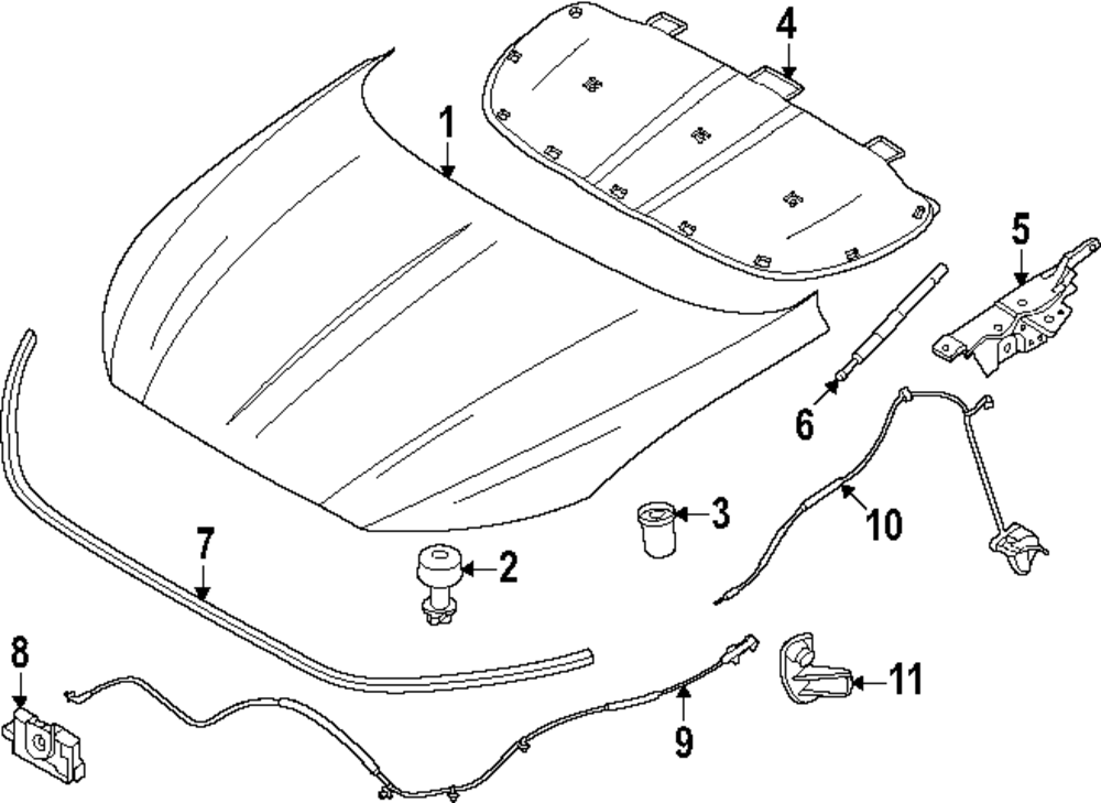 Aソフトトップ 2024-2025 Lincoln Nautilus Hood R2TZ-16612-A | OEM Parts Online