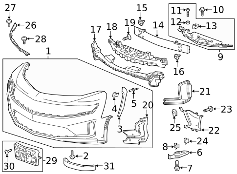 Bumper & Components - Front for 2023 Chevrolet Camaro #0