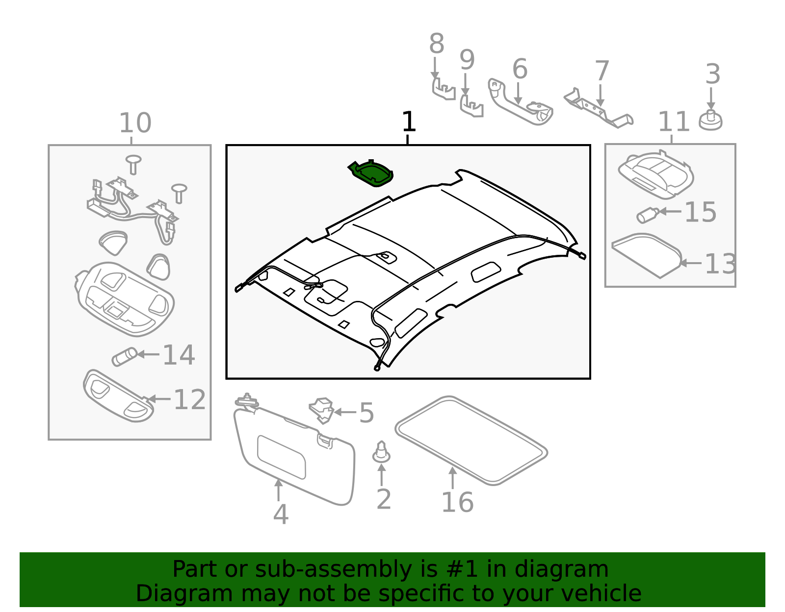 2010-2014 Subaru Impreza Headliner 94419FG121JJ | Subaru Online Parts