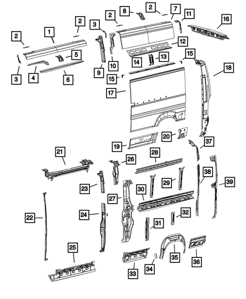 Aperture Panel and Pillar Supports for 2019 Ram ProMaster 2500 #1