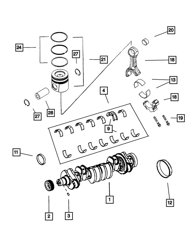 68054213AA - Engine 5.9L Six Cylinder (Diesel): Crankshaft for Mopar Image