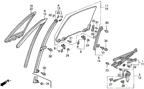 Door Glass for 1995 Honda Civic del Sol #0