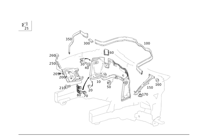 19917770 - Front-End Assembly, Front Panel: Clamp for Mercedes-Benz Image image