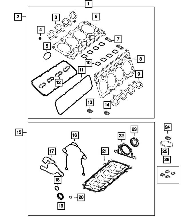 68312489AB - Engine: Long Block Engine Gasket Kit for Mopar Image image