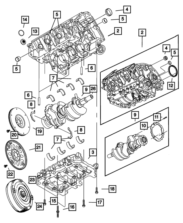 5069216AC - Engine 3.7L Six Cylinder: Short Block for Mopar Image