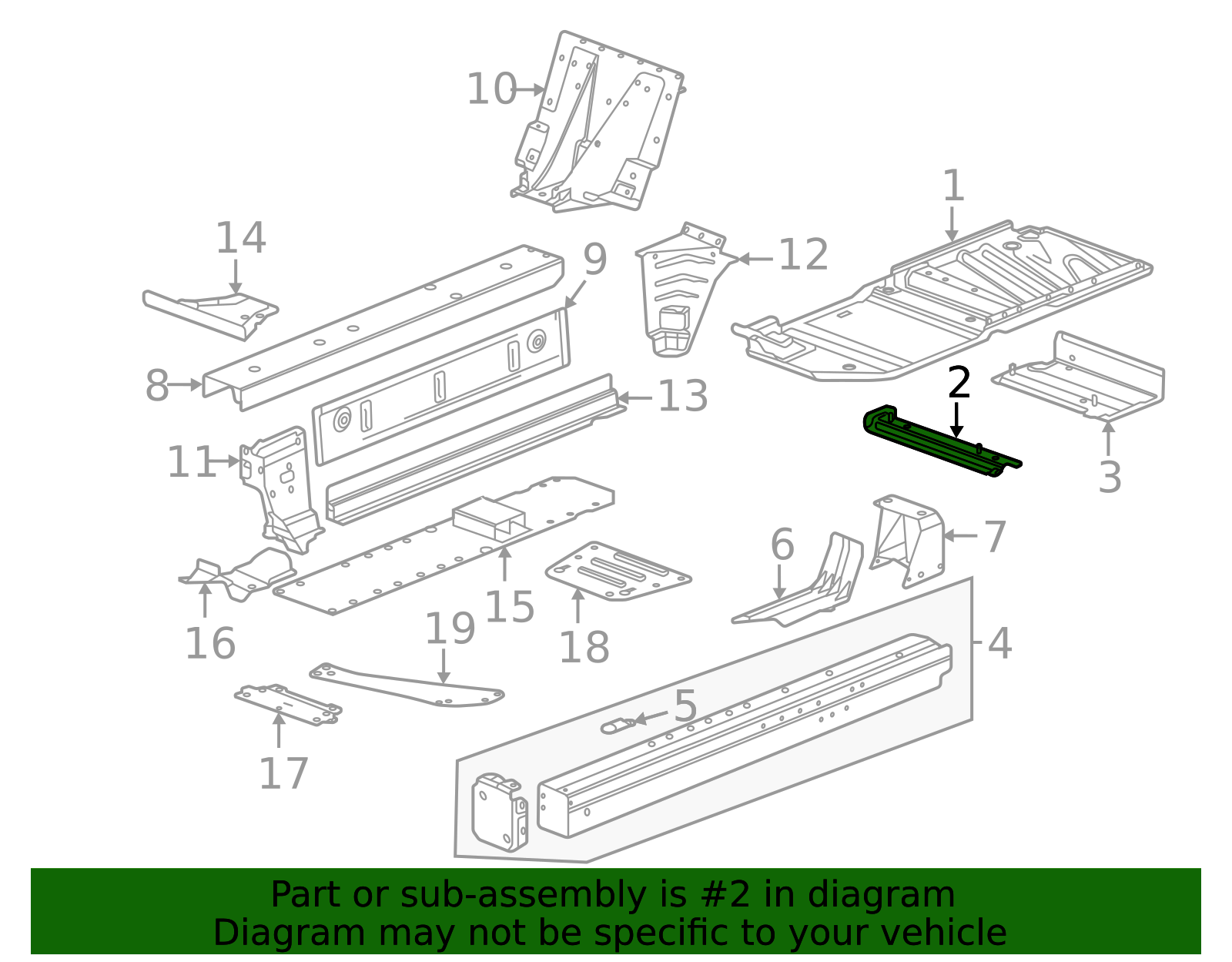 2020-2026 Chevrolet Corvette Floor Panel Number 2 Cross Bar 84775420 ...