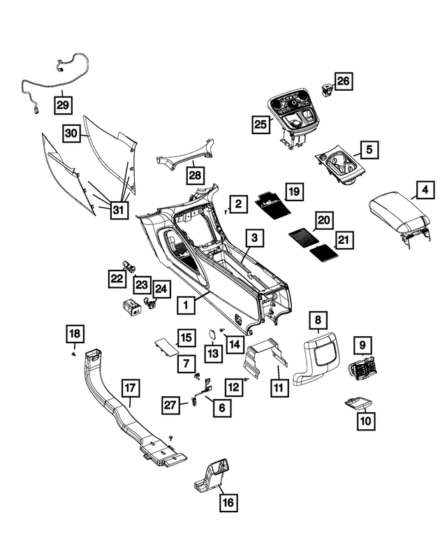 1UY70DX9AC - : Floor Console Panel, Right for Mopar Image