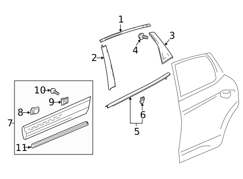 Exterior Trim - Rear Door for 2010 Honda Accord Crosstour #0