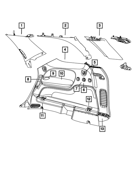 Panels-Moldings-Scuff Plates, Pillar, Cowl, 1/4 Panel Trim and Cargo Covers for 2012 Dodge Durango #0
