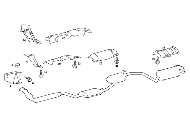 2016821071 - Exhaust System: Shielding for Mercedes-Benz: 190, 190D, 190E Image image