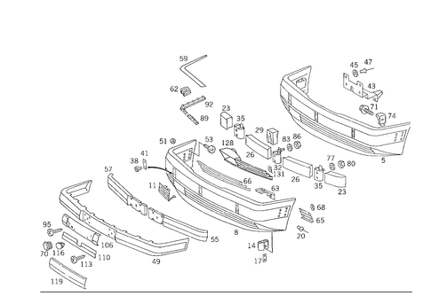 Front Bumper for 1992 Mercedes-Benz 500E #1