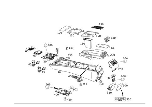 Housing with Stowage Tray, Armrest and Ashtray for 2010 Mercedes-Benz C300 #0
