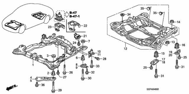 Front Beam - Rear Beam for 2008 Acura TL #0