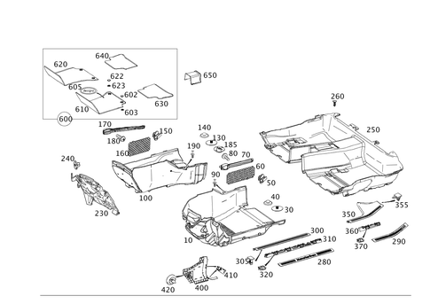 Front Wall Pillar Trim, Lining on Floor and Footrest for 2012 Mercedes-Benz E350 #0