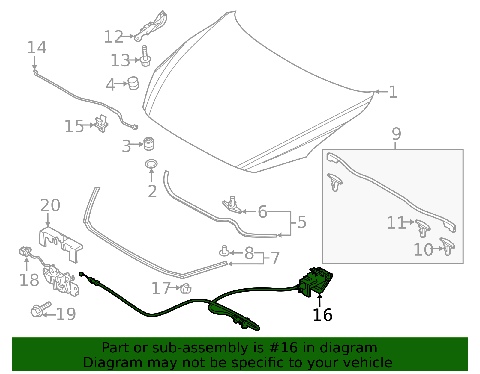 BHN9-56-720B - Release Cable - 2014-2018 Mazda 3 | Mazda Swag