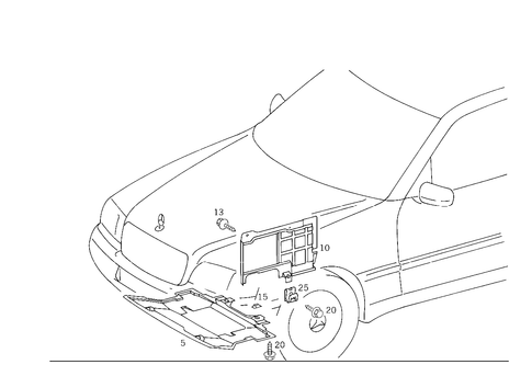 Engine Compartment Panelling, Gasoline Vehicles for 1998 Mercedes-Benz C280 #0