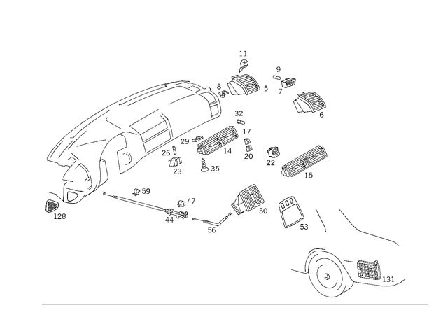 14083001549115 - Heating and Ventilation: Nozzle for Mercedes-Benz: 300SD, 400SE, 400SEL, 500SEC, 500SEL, 600SEL, S420 Image image